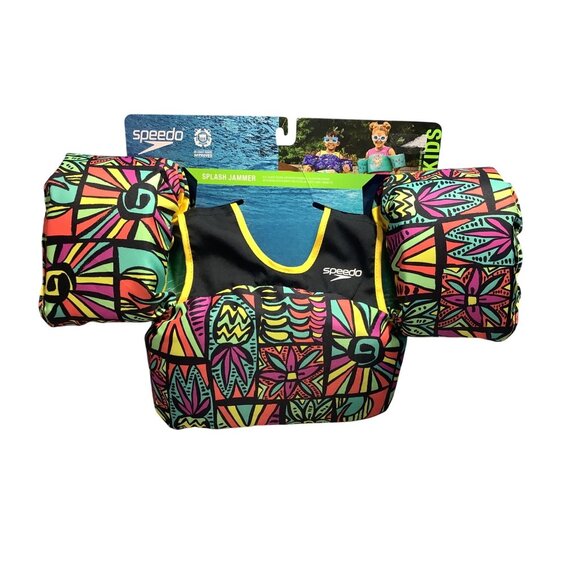 Speedo Splash Jammer Kids Swim Vest Colorful Abstract Pattern Life Jacket  Youth - Picture 3 of 6